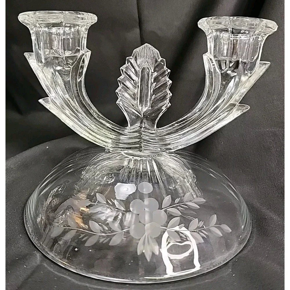 VTG 3 Prelude by Martinsville Viking- Circa 1950, 2-light Crystal Candlestick‎